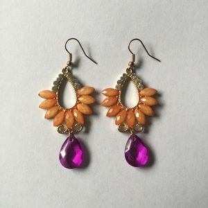 NWOT orange and pink gem earrings